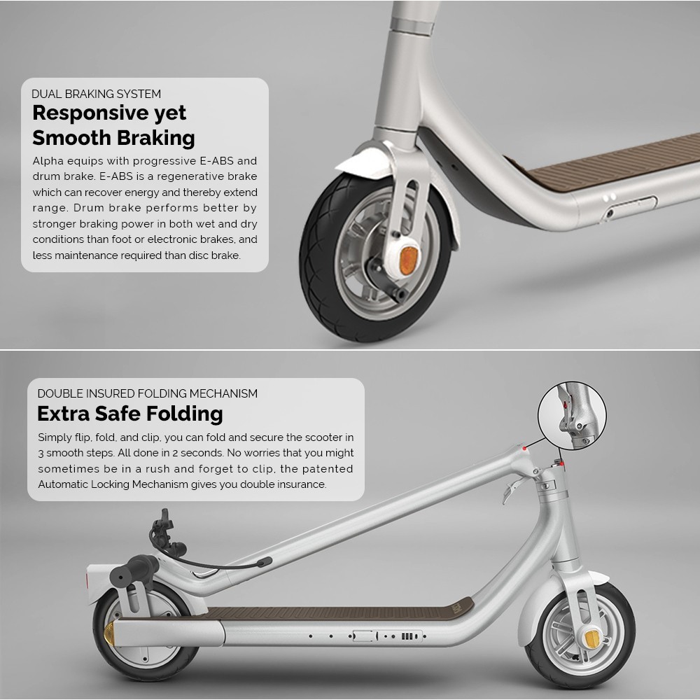 Atomi Alpha Folding Electric Scooter 9 Inch Tires 650W Motor 36V 10Ah Battery For 25 Miles Range 25Km/h Max Speed 120KG Max Load Support App Control Built-in Combination Lock - Black 23 Atomi Alpha Folding Electric Scooter 9 Inch Tires 650W Motor 36V 10Ah Battery For 25 Miles Range 25Km/h Max Speed 120KG Max Load Support App Control Built-in Combination Lock - Black -rockbros-shop Atomi Alpha Electric Scooter Black 519054 9