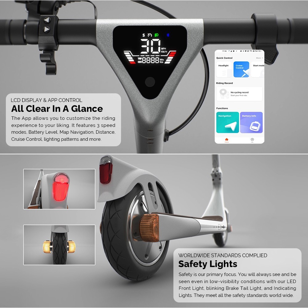 Atomi Alpha Electric Scooter 9 Inch Tires 650W Motor 36V 10Ah Battery For 25 Miles Range 25Km/h Max Speed 120KG Max Load Support App Control - White 22 Atomi Alpha Electric Scooter 9 Inch Tires 650W Motor 36V 10Ah Battery For 25 Miles Range 25Km/h Max Speed 120KG Max Load Support App Control - White -rockbros-shop Atomi Alpha Electric Scooter White 519055 8