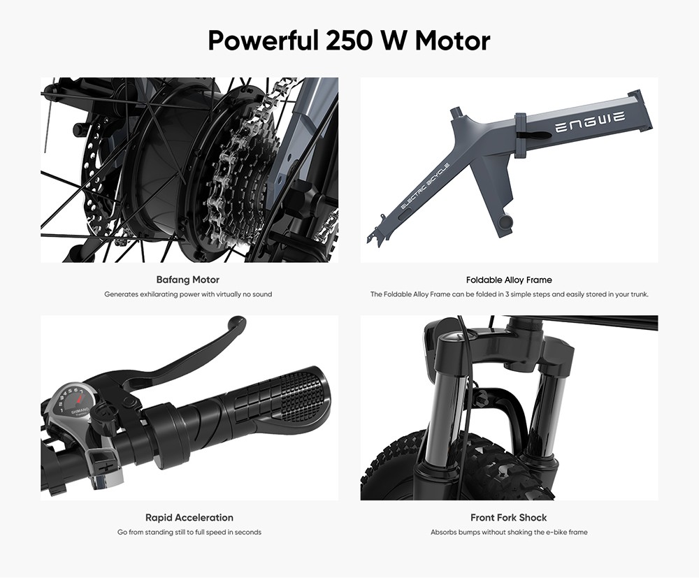 ENGWE C20 Pro Folding Electric Bicycle 20*3.0 Inch Fat Tires 500W Brushless Motor 36V 16Ah Battery 25Km/h Max Speed 120KM Range 150KG Max Load Dual Disc Brakes Shimano 7-Speed Gear- Gray 18 ENGWE C20 Pro Folding Electric Bicycle 20*3.0 Inch Fat Tires 500W Brushless Motor 36V 16Ah Battery 25Km/h Max Speed 120KM Range 150KG Max Load Dual Disc Brakes Shimano 7-Speed Gear- Gray -rockbros-shop ENGWE C20 Pro Folding Electric Bicycle 36V 16Ah Battery Grey 519015 4