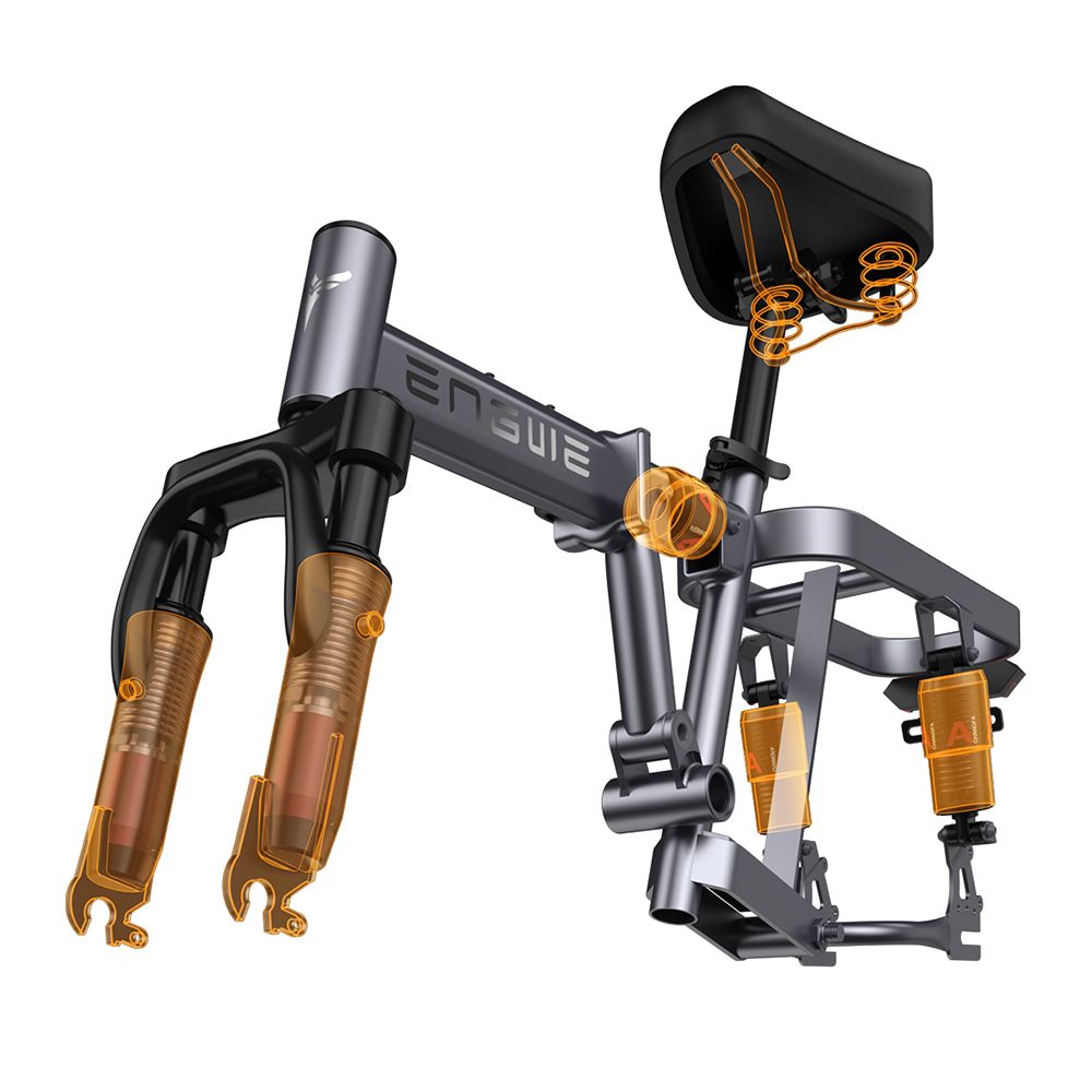 ENGWE T14 Folding Electric Bicycle 14 Inch Tire 350W Brushless Motor 48V 10Ah Battery 33Km/h Max Speed 80KM Range 100KG Load - Gray -rockbros-shop ENGWE T14 Folding Electric Bicycle 14 Inch Tire Grey 519018 4