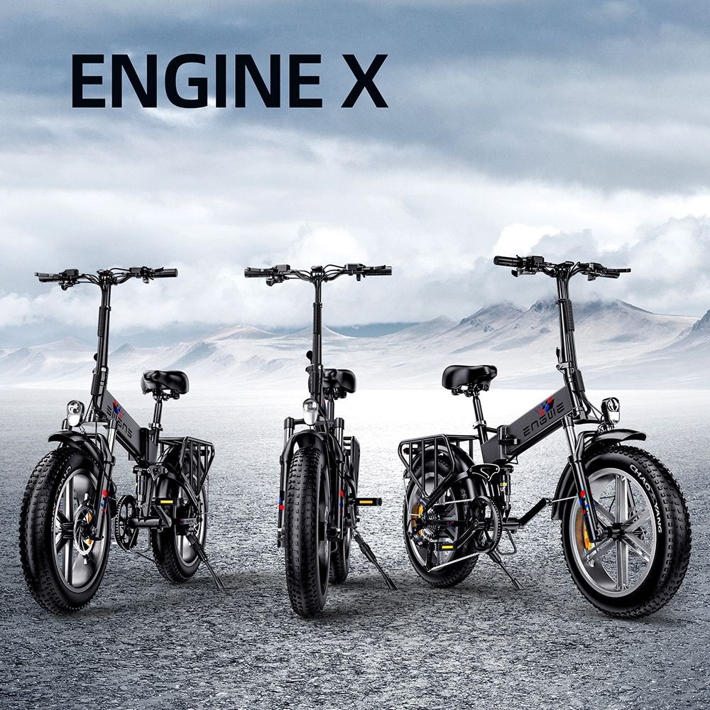 ENGWE X Folding Electric Bike 20*4.0 Inch Chaoyang Off-Road Fat Tires 250W Motor E-Bike 48V 13Ah Battery 25Km/h Max Speed 100KM Range Dual Disc Brake 150KG Max Load - Black -rockbros-shop ENGWE X 250W Motor Folding Ebike Fat Tire Electric Bike 519075 0
