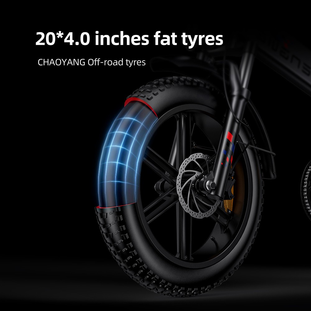ENGWE X Folding Electric Bike 20*4.0 Inch Chaoyang Off-Road Fat Tires 250W Motor E-Bike 48V 13Ah Battery 25Km/h Max Speed 100KM Range Dual Disc Brake 150KG Max Load - Black -rockbros-shop ENGWE X 250W Motor Folding Ebike Fat Tire Electric Bike 519075 7