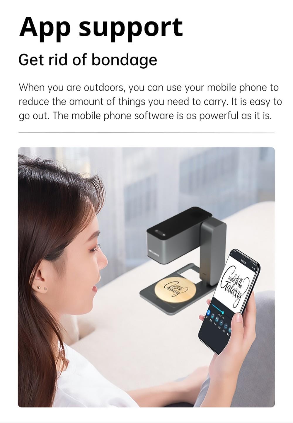 MR CARVE C1 Folding Laser Engraver, 10W Laser Power, Auto Focus, 0.05mm Engraving Accuracy, 600mm/s, 80*80mm, Wireless App Connection - UK Plug -BioloMix Shop MR CARVE C1 Folding Laser Engraver UK Plug 518923 13