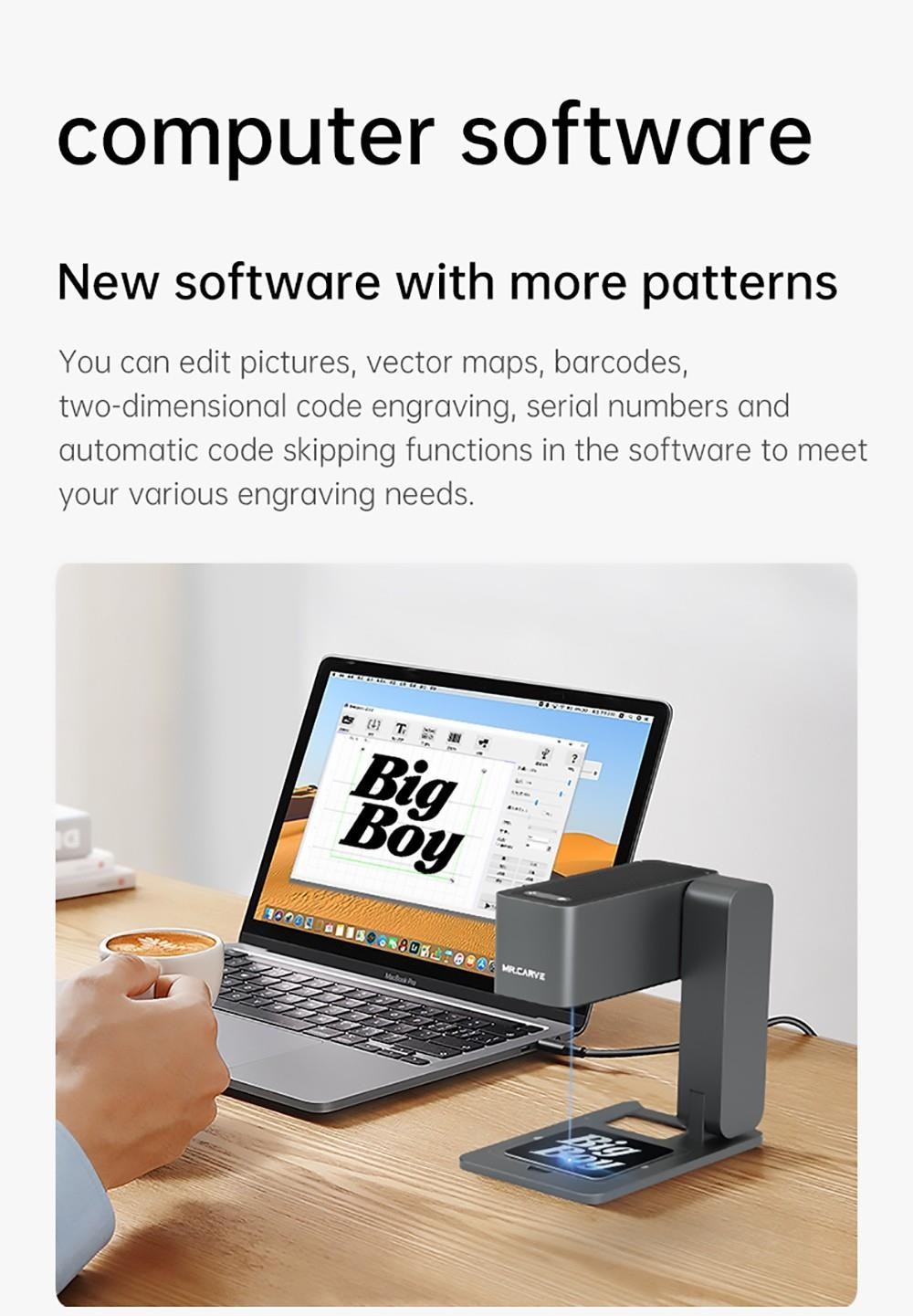 MR CARVE C1 Folding Laser Engraver, 10W Laser Power, Auto Focus, 0.05mm Engraving Accuracy, 600mm/s, 80*80mm, Wireless App Connection - UK Plug -BioloMix Shop MR CARVE C1 Folding Laser Engraver UK Plug 518923 14