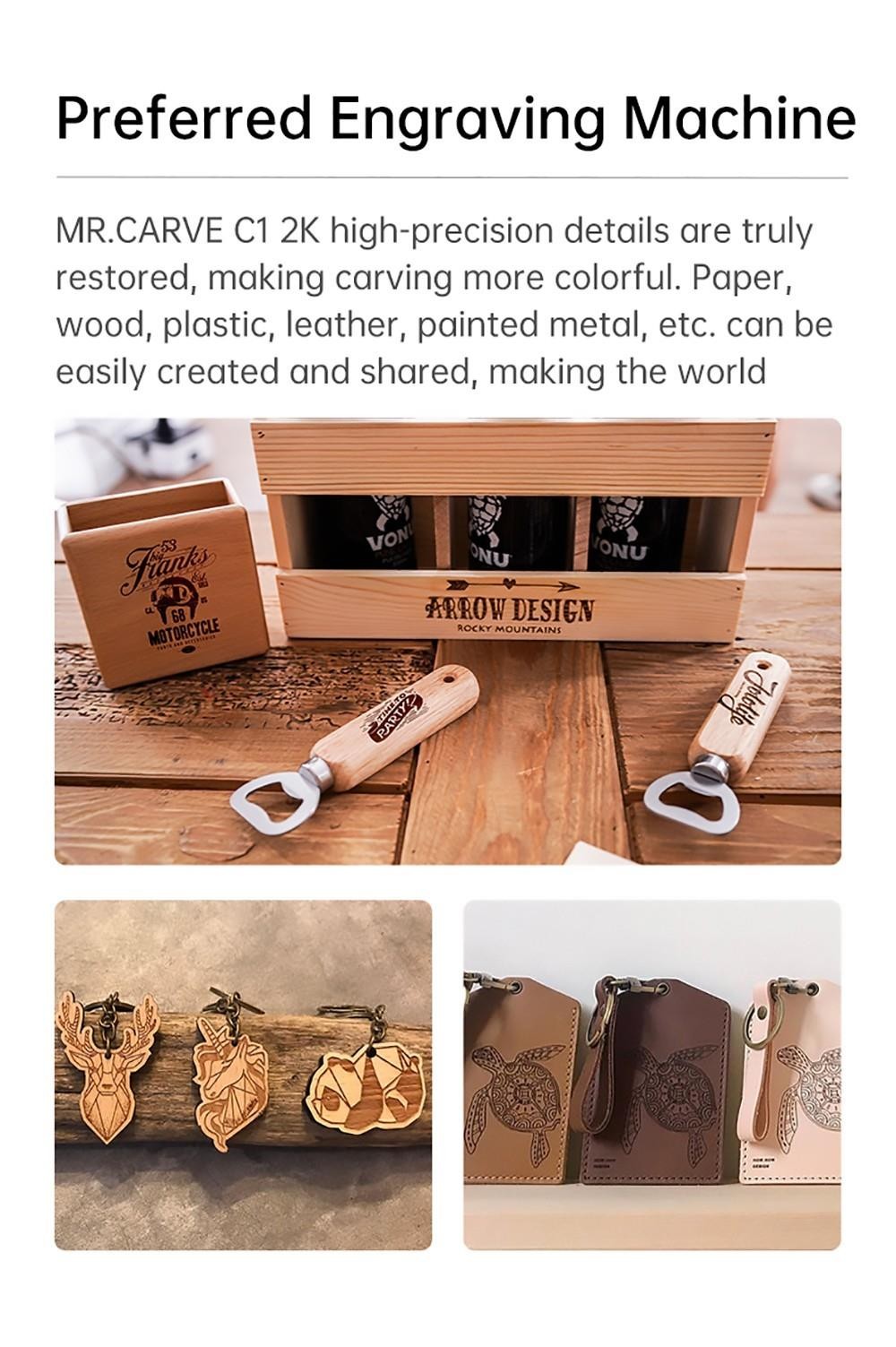 MR CARVE C1 Folding Laser Engraver, 10W Laser Power, Auto Focus, 0.05mm Engraving Accuracy, 600mm/s, 80*80mm, Wireless App Connection - UK Plug -BioloMix Shop MR CARVE C1 Folding Laser Engraver UK Plug 518923 2