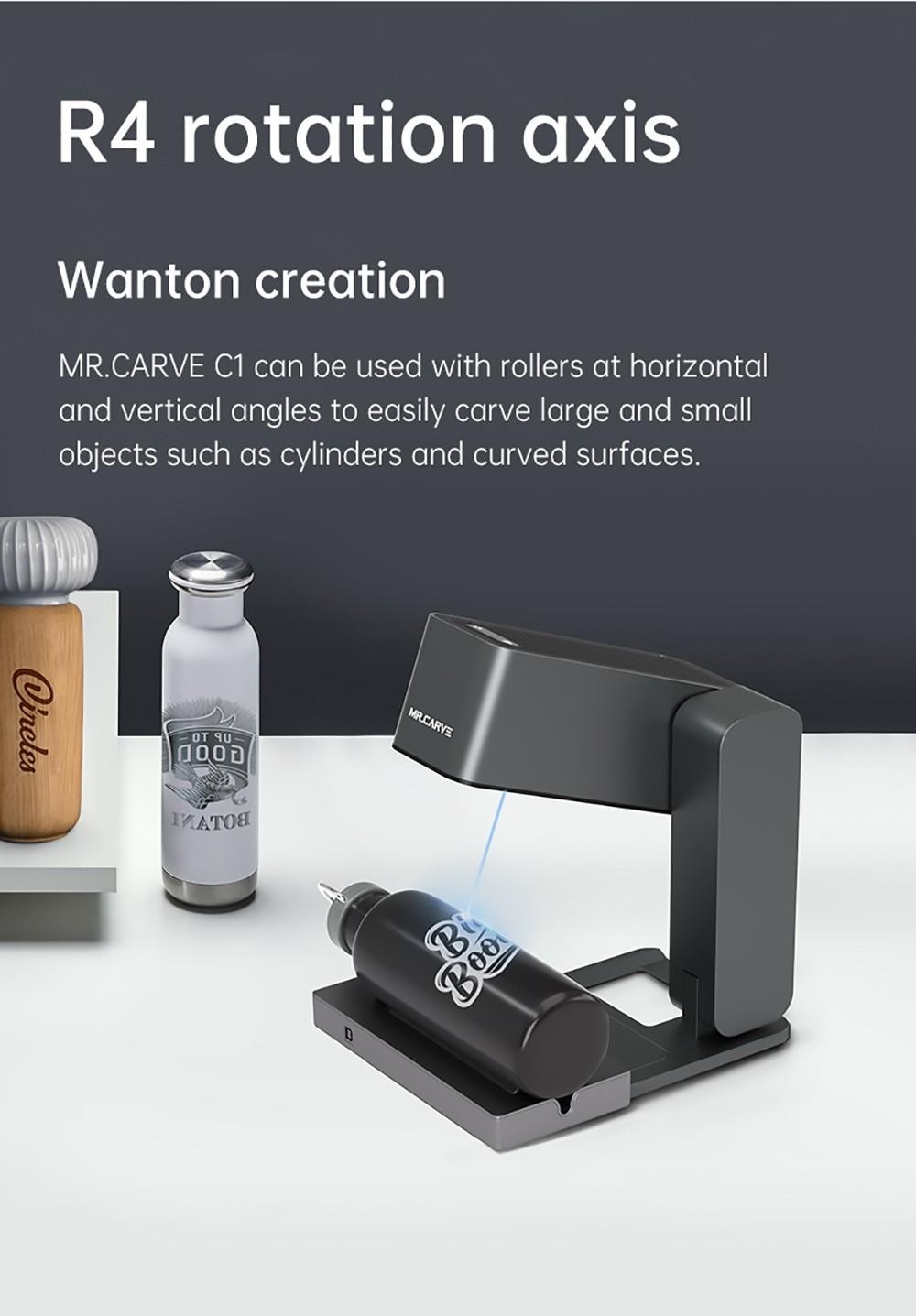 MR CARVE C1 Folding Laser Engraver, 10W Laser Power, Auto Focus, 0.05mm Engraving Accuracy, 600mm/s, 80*80mm, Wireless App Connection - UK Plug -BioloMix Shop MR CARVE C1 Folding Laser Engraver UK Plug 518923 9