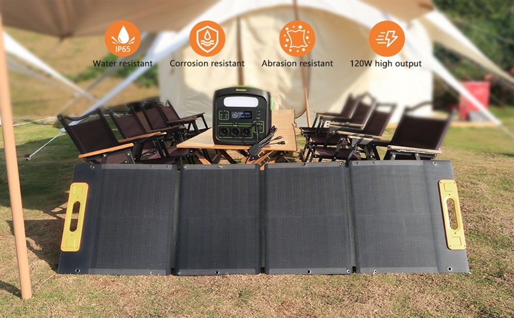 NECESPOW 120W Foldable Lightweight Solar Panel, Monocrystalline Solar Cells, 21% Highly Efficient Conversion, IP65 Waterproof -IMOU Sales NECESPOW 120W Foldable Lightweight Solar Panel 518930 0