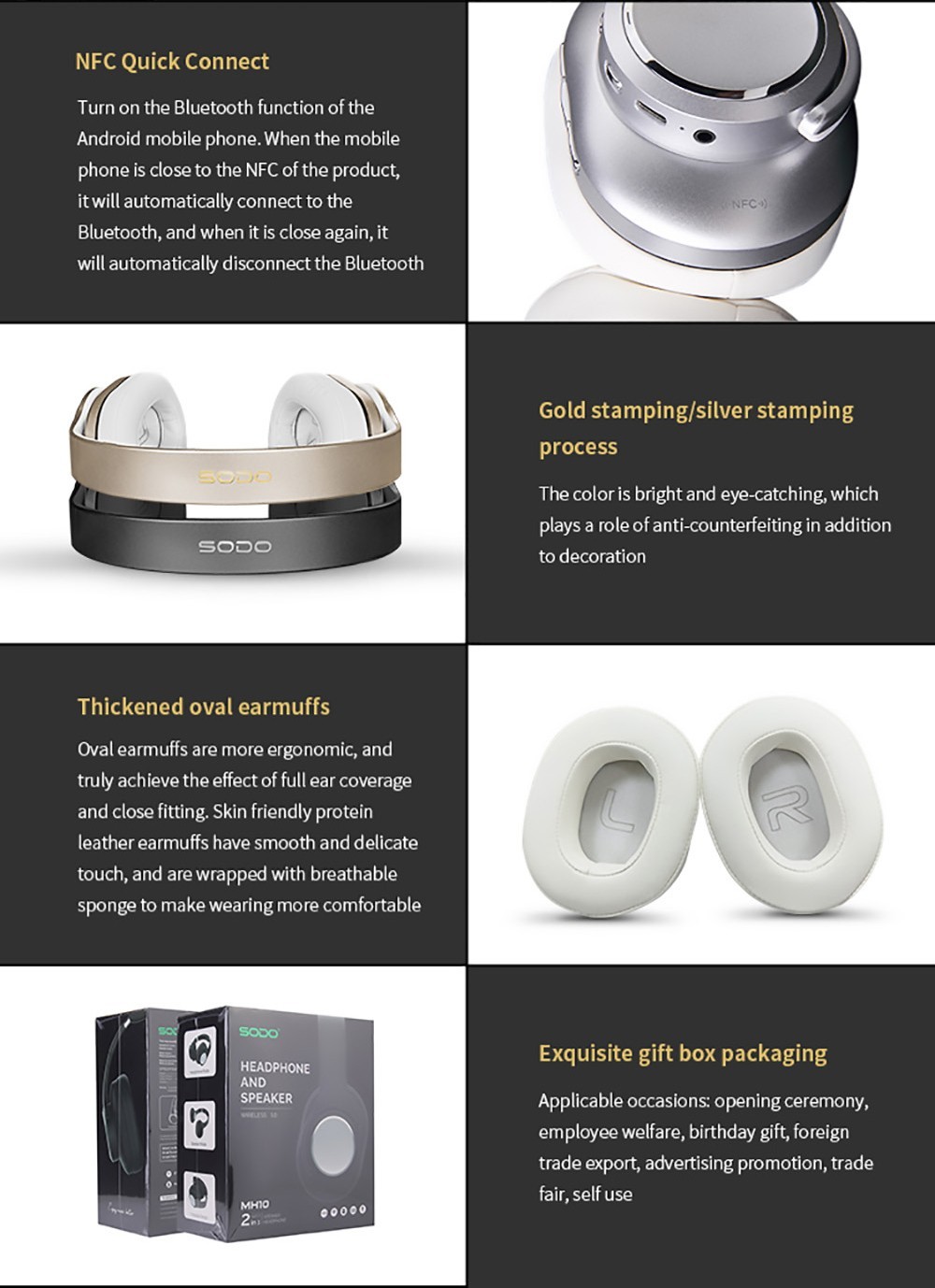 SODO MH10 2-in-1 Wireless Bluetooth On-Ear Headphone & Speaker, Built-in 3-EQ Foldable Headset With Mic - Black 21 SODO MH10 2-in-1 Wireless Bluetooth On-Ear Headphone & Speaker, Built-in 3-EQ Foldable Headset With Mic - Black -Headphones & Earphones shop SODO MH10 2 in 1 Wireless Bluetooth On Ear Headphone Speaker Black 518973 7