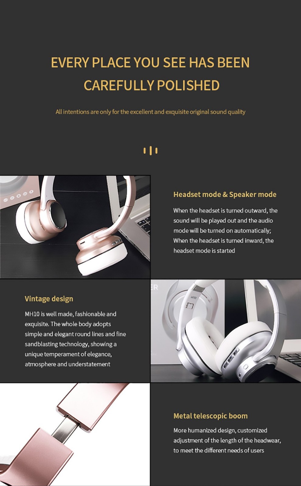 SODO MH10 2-in-1 Wireless Bluetooth On-Ear Headphone & Speaker, Built-in 3-EQ Foldable Headset With Mic - Silver -Headphones & Earphones shop SODO MH10 2 in 1 Wireless Bluetooth On Ear Headphone Speaker Silver 518975 6