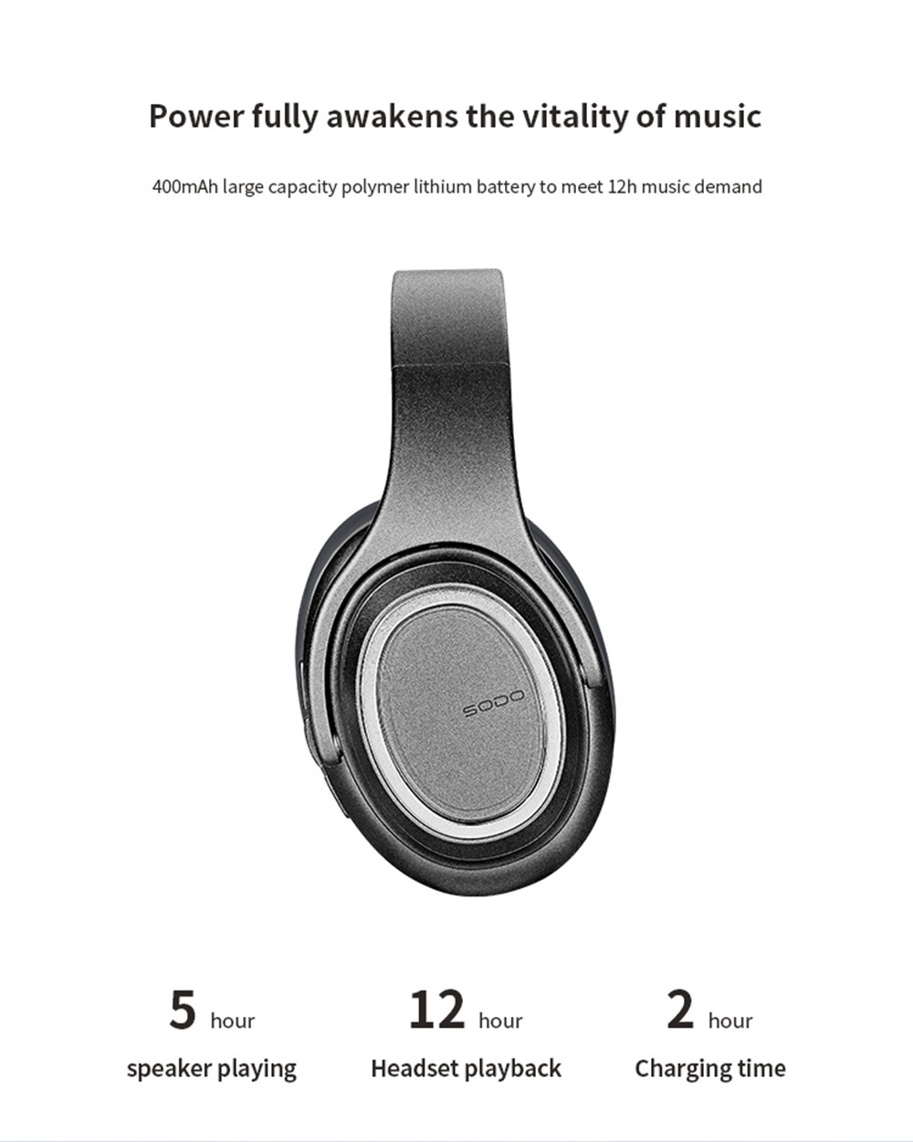 SODO MH11 2-in-1 Wireless Bluetooth Headphone & Speaker, Built-in 3-EQ Foldable Headset With Mic Support TF Card - Gold -Headphones & Earphones shop SODO MH11 2 in 1 Wireless Bluetooth Headphone Speaker Gold 518979 6