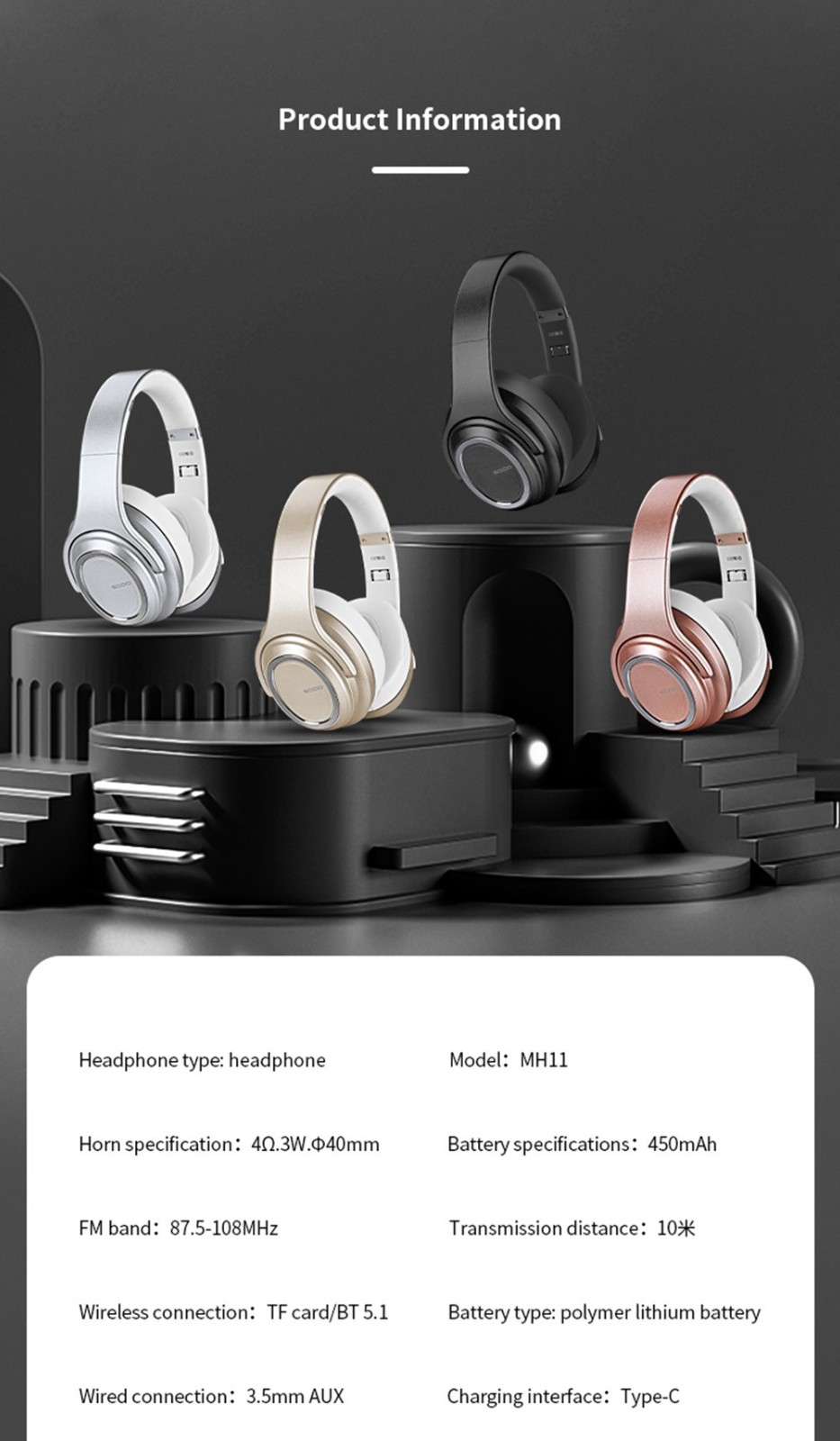 SODO MH11 2-in-1 Wireless Bluetooth Headphone & Speaker, Built-in 3-EQ Foldable Headset With Mic Support TF Card - Gold -Headphones & Earphones shop SODO MH11 2 in 1 Wireless Bluetooth Headphone Speaker Gold 518979 9