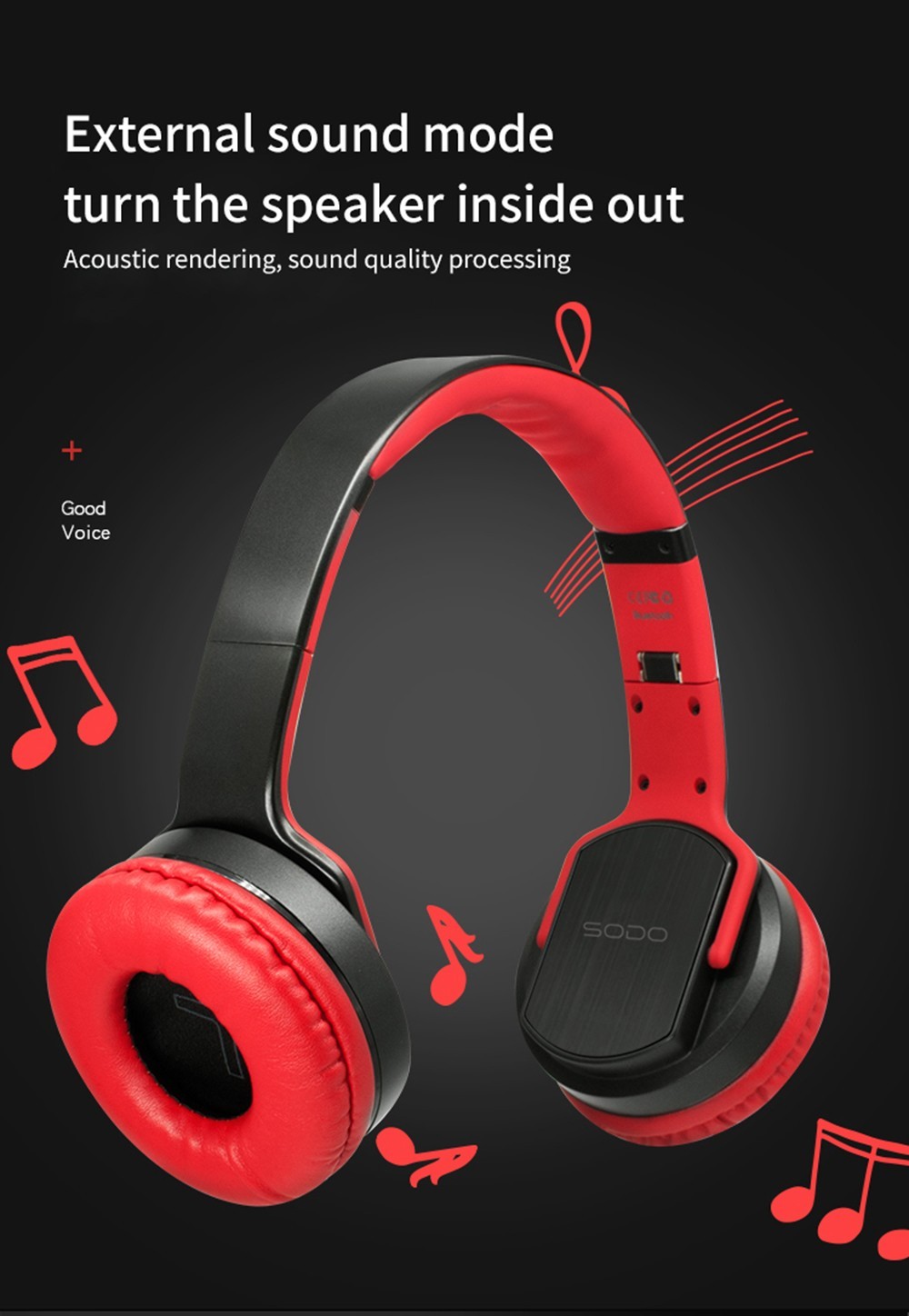 SODO MH2 Wireless Bluetooth Headset, Headphone & Speaker Modes, Support TF Card, FM - Black 15 SODO MH2 Wireless Bluetooth Headset, Headphone & Speaker Modes, Support TF Card, FM - Black -Headphones & Earphones shop SODO MH2 Wireless Bluetooth Headset Black 518961 3