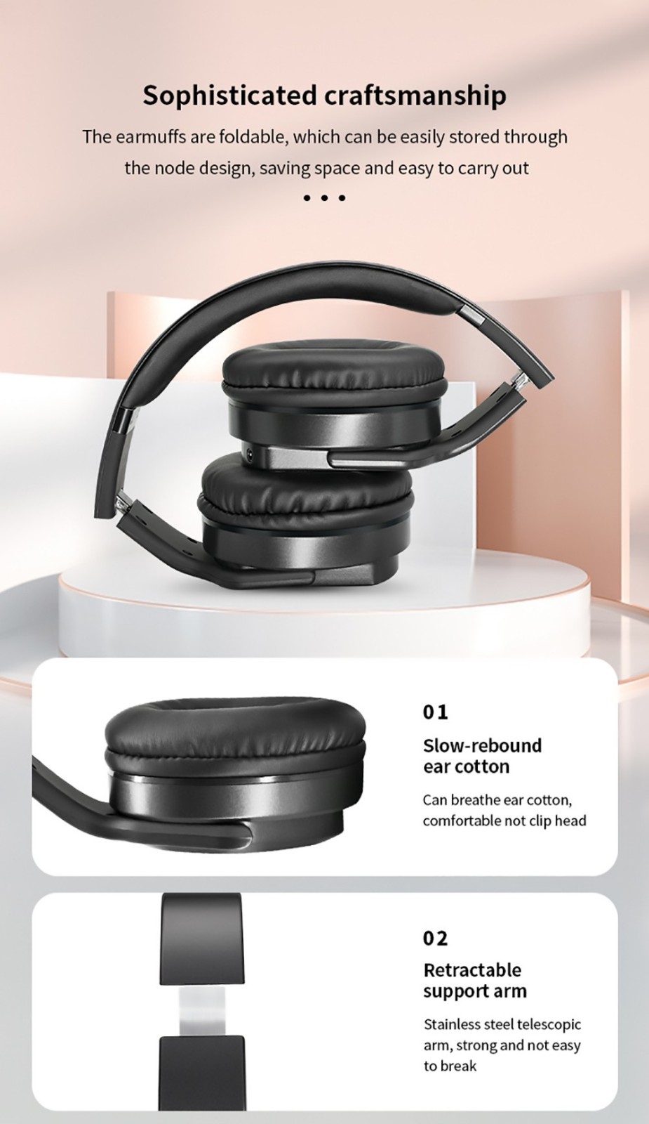 SODO MH3 2-in-1 Wireless Bluetooth On-Ear Headphone And Twist Out Bluetooth Speaker, Bluetooth 5.1 Support TF Card - Rose Gold 17 SODO MH3 2-in-1 Wireless Bluetooth On-Ear Headphone And Twist Out Bluetooth Speaker, Bluetooth 5.1 Support TF Card - Rose Gold -Headphones & Earphones shop SODO MH3 2 in 1 Wireless Bluetooth On Ear Headphone Rose Gold 518969 3