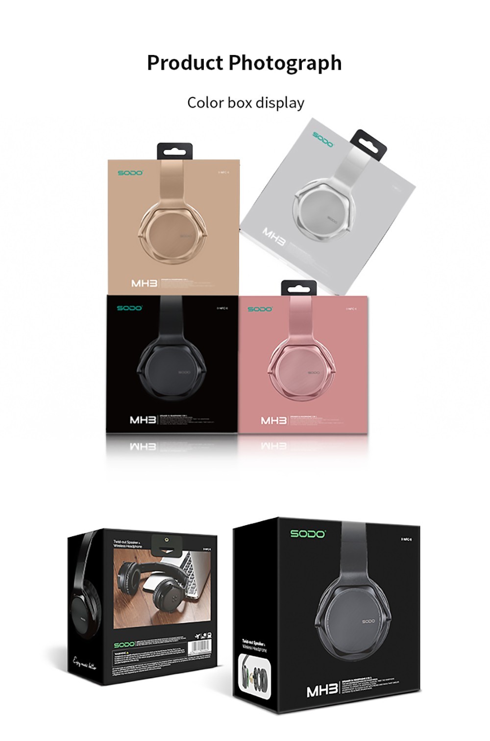 SODO MH3 2-in-1 Wireless Bluetooth On-Ear Headphone And Twist Out Bluetooth Speaker, Bluetooth 5.1 Support TF Card - Rose Gold 23 SODO MH3 2-in-1 Wireless Bluetooth On-Ear Headphone And Twist Out Bluetooth Speaker, Bluetooth 5.1 Support TF Card - Rose Gold -Headphones & Earphones shop SODO MH3 2 in 1 Wireless Bluetooth On Ear Headphone Rose Gold 518969 9