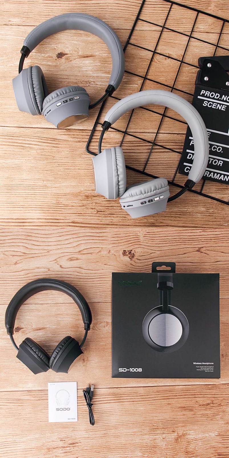 SODO SD-1008 Wireless Bluetooth Headphone BT 5.0 - Light Grey -Headphones & Earphones shop SODO SD 1008 Wireless Bluetooth Headphone BT 5 0 Light Grey 518946 10