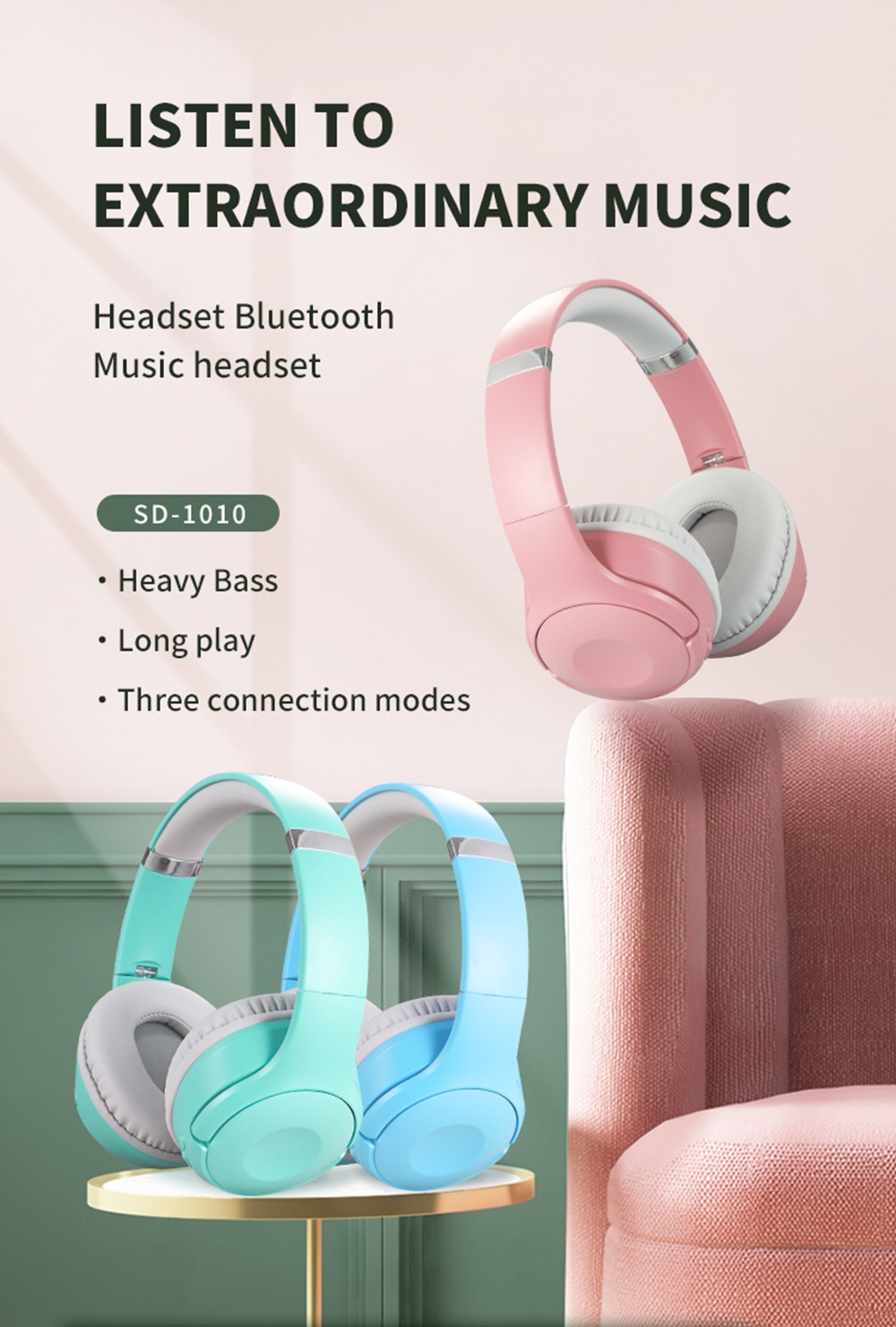 SODO SD-1010 Wireless Bluetooth Headphone BT 5.1, Heavy Bass, Up To 8H Play Time - Blue 8 SODO SD-1010 Wireless Bluetooth Headphone BT 5.1, Heavy Bass, Up To 8H Play Time - Blue -Headphones & Earphones shop SODO SD 1010 Wireless Bluetooth Headphone Blue 518958 0