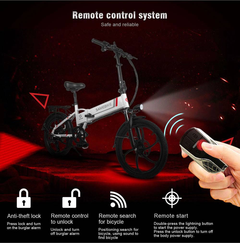 Samebike 20LVXD30 Portable Folding Smart Electric Moped Bike 350W Motor 35km/h Max Speed 20 Inch Tire - Black 24 Samebike 20LVXD30 Portable Folding Smart Electric Moped Bike 350W Motor 35km/h Max Speed 20 Inch Tire - Black -rockbros-shop Samebike 20LVXD30 Folding Electric Moped Bike Black 519001 10