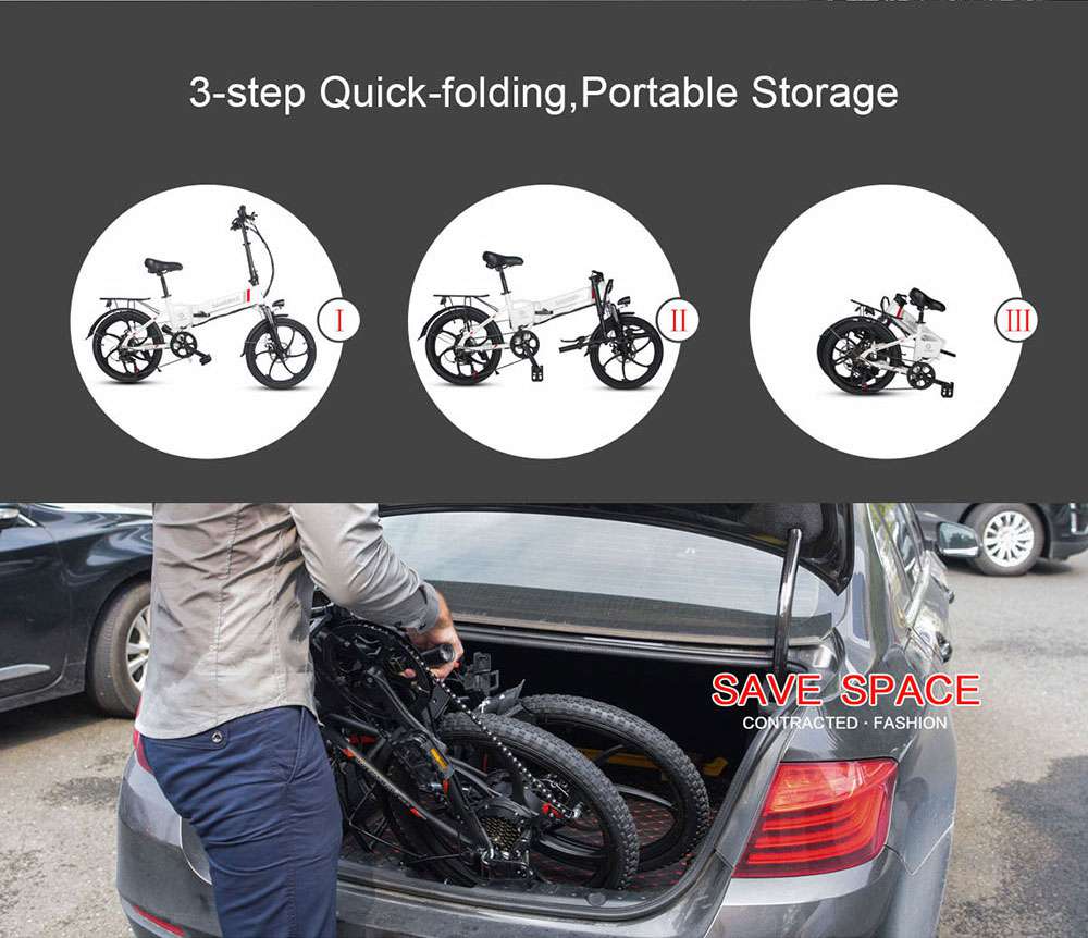 Samebike 20LVXD30 Portable Folding Smart Electric Moped Bike 350W Motor 35km/h Max Speed 20 Inch Tire - Black 22 Samebike 20LVXD30 Portable Folding Smart Electric Moped Bike 350W Motor 35km/h Max Speed 20 Inch Tire - Black -rockbros-shop Samebike 20LVXD30 Folding Electric Moped Bike Black 519001 8