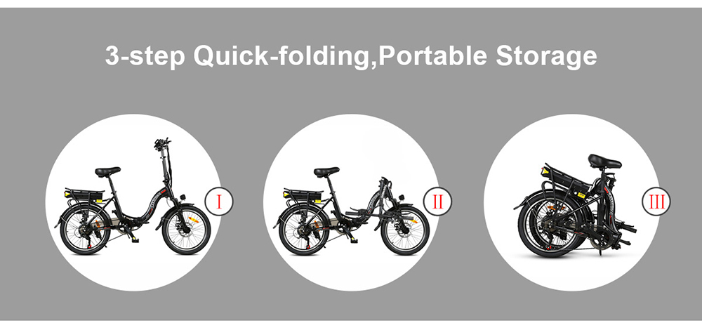 Samebike JG20 Smart Folding Electric Moped Bike 350W Motor 10Ah Battery 32km/h Max Speed 20 Inch Tire - White -rockbros-shop Samebike JG20 Smart Folding Electric Bike 350W Motor White 519003 13