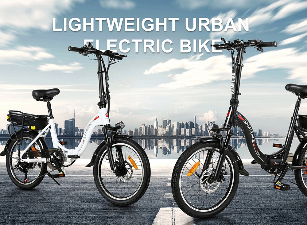 Samebike JG20 Smart Folding Electric Moped Bike 350W Motor 10Ah Battery 32km/h Max Speed 20 Inch Tire - White -rockbros-shop Samebike JG20 Smart Folding Electric Bike 350W Motor White 519003 2