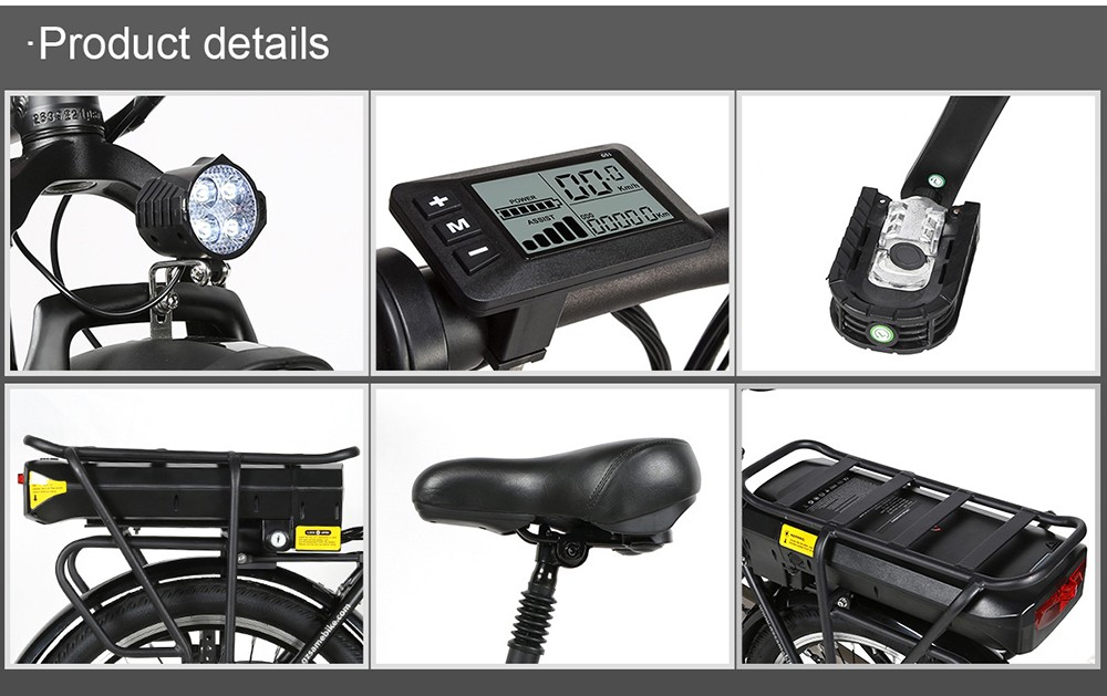 Samebike JG20 Smart Folding Electric Moped Bike 350W Motor 10Ah Battery 32km/h Max Speed 20 Inch Tire - White -rockbros-shop Samebike JG20 Smart Folding Electric Bike 350W Motor White 519003 21