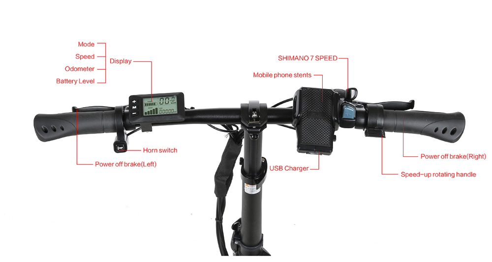 Samebike JG20 Smart Folding Electric Moped Bike 350W Motor 10Ah Battery 32km/h Max Speed 20 Inch Tire - White -rockbros-shop Samebike JG20 Smart Folding Electric Bike 350W Motor White 519003 8