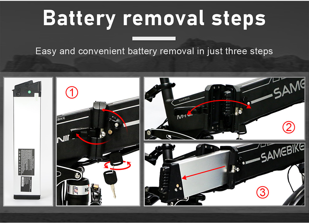 Samebike LO26-II Foldable Mountain Electric Bike 750W Motor 48V 10Ah Battery 60-80 Km Range 35km/h Max Speed - Black -rockbros-shop Samebike LO26 II Foldable Mountain Electric Bike Black 519005 11