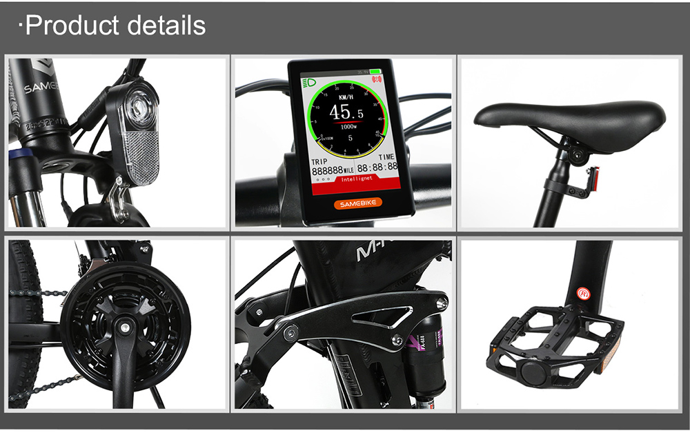 Samebike LO26-II Foldable Mountain Electric Bike 750W Motor 48V 10Ah Battery 60-80 Km Range 35km/h Max Speed - Black -rockbros-shop Samebike LO26 II Foldable Mountain Electric Bike Black 519005 18