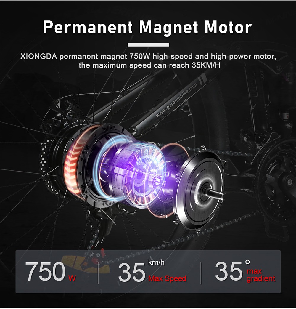 Samebike LO26-II Foldable Mountain Electric Bike 750W Motor 48V 10Ah Battery 60-80 Km Range 35km/h Max Speed - Black -rockbros-shop Samebike LO26 II Foldable Mountain Electric Bike Black 519005 7