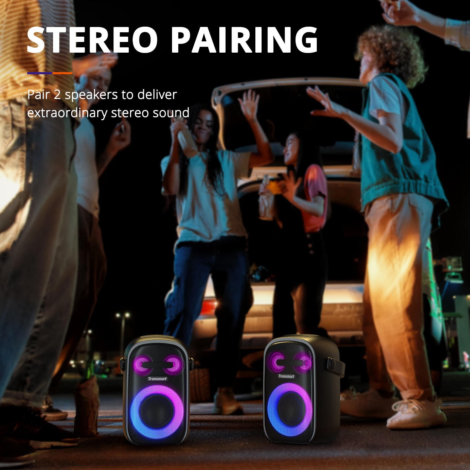 Tronsmart Halo 110 Bluetooth Speaker s káblovým mikrofónom na karaoke, podporuje karaoke, 60W Superb Stereo Sound, Bluetooth 5.3, 18-hodinová doba prehrávania, vodotesnosť IPX6, čierny