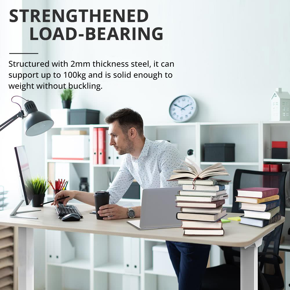 ACGAM ET225E Ergonomic Electric Height Adjustable Desk Dual-motor Three-stage Legs Standing Desk Frame Workstation Computer Table Gaming Desk 3 Memory Presets Auto Lock Function LED Display Backlight - Black (Frame Only)