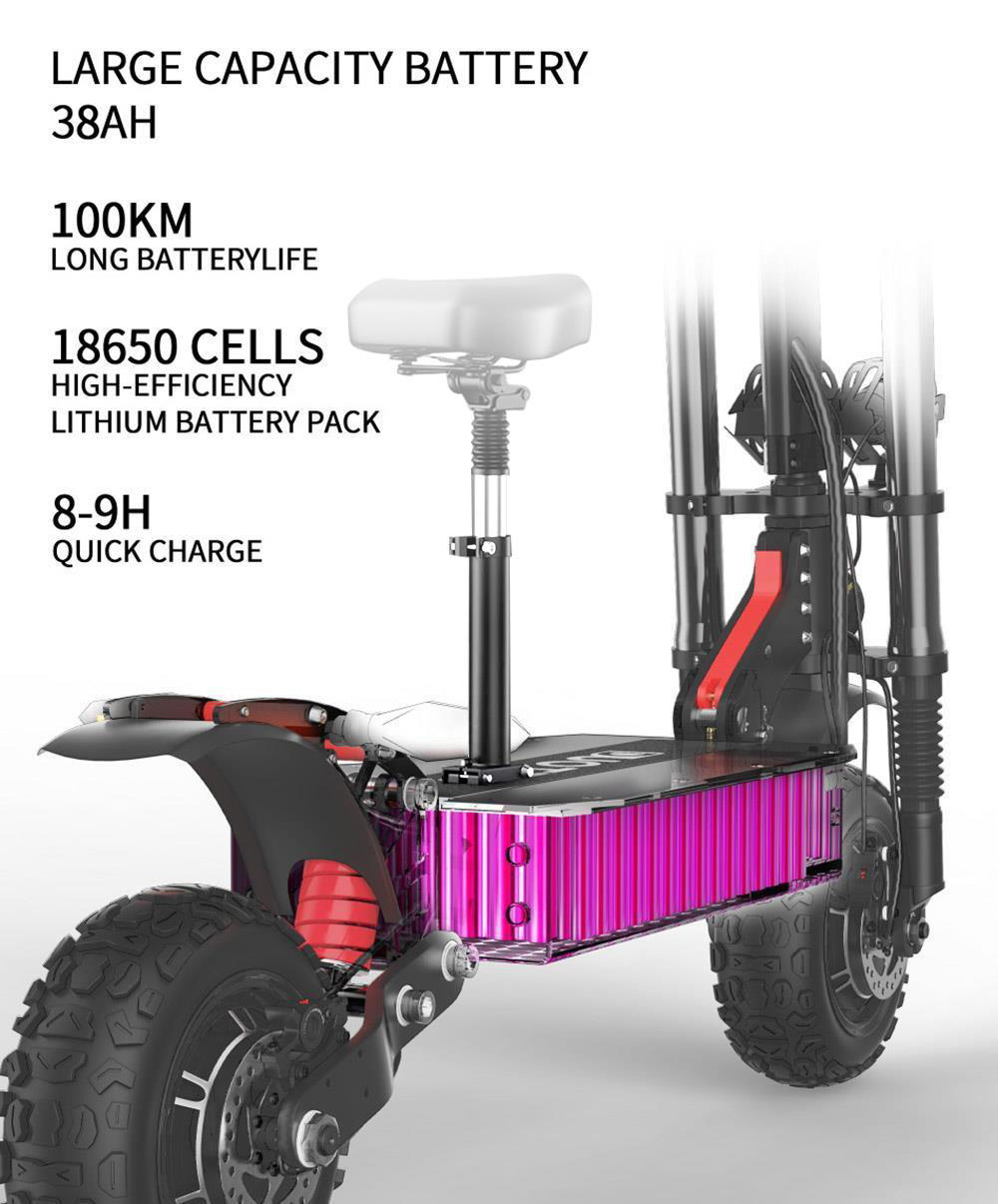 DUOTTS D88 Electric Scooter 11 Inch Off-Road Tires 2800W*2 Dual Motor 85Km/h Max Speed 60V 38Ah Battery For 100KM Range 150KG Load Double Absorbers With Seat 15 DUOTTS D88 Electric Scooter 11 Inch Off-Road Tires 2800W*2 Dual Motor 85Km/h Max Speed 60V 38Ah Battery for 100KM Range 150KG Load Double Absorbers with Seat