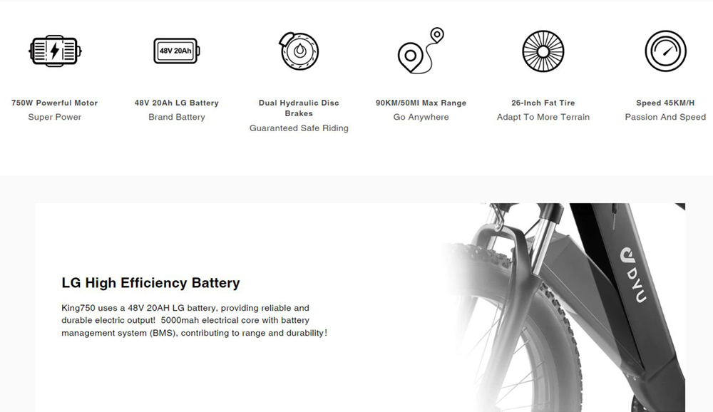 DYU King 750 Mountain E-Bike 26*4.0 Inch Fat Tires 48V 750W Brushless High-Speed Motor 20Ah LG Battery For 80km Range 45km/h Max Speed 150KG Max Load 14 DYU King 750 Mountain E-Bike 26*4.0 Inch Fat Tires 48V 750W Brushless High-Speed Motor 20Ah LG Battery For 80km Range 45km/h Max Speed 150KG Max Load -rockbros-shop de7faa83 c4ae 4a87 93eb e53213509d75