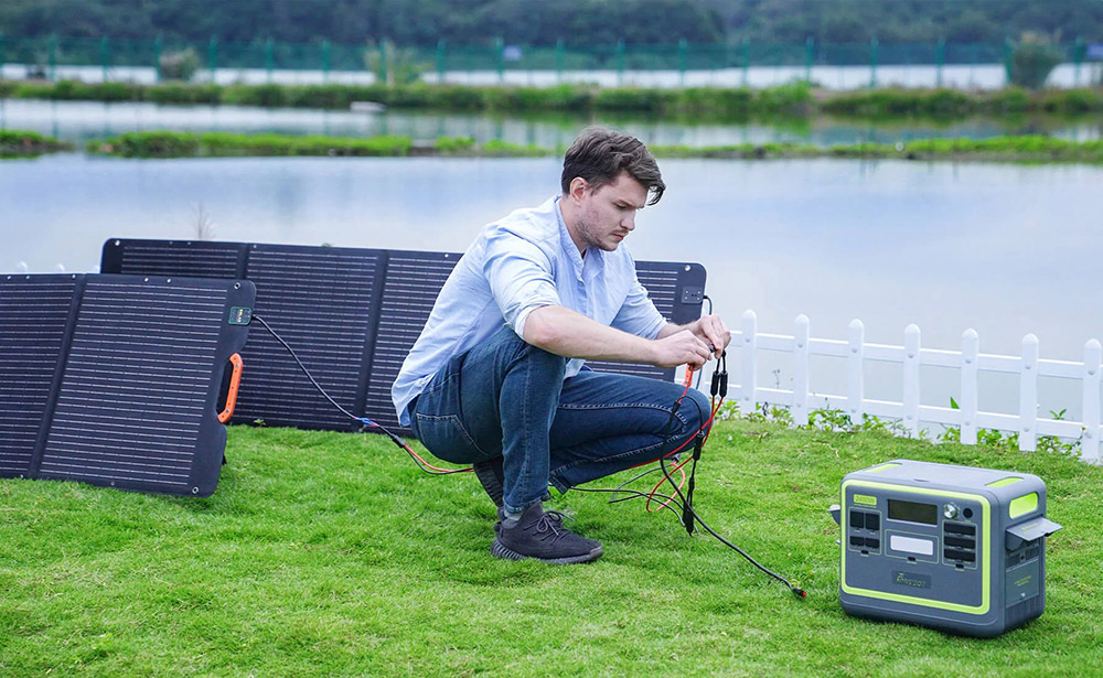 FOSSiBOT SP200 18V 200W Foldable Solar Panel, 23.4% High Efficiency Monocrystalline Solar Cells, for Power Station MPPT Foldable Solar Charger with Adjustable Stand Waterproof IP67, for Outdoor Camping RV Off Grid System, with Standard MC4 Connector