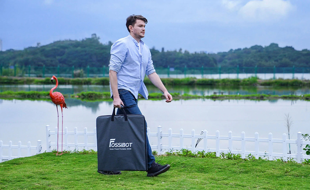 FOSSiBOT SP200 18V 200W Foldable Solar Panel, 23.4% High Efficiency Monocrystalline Solar Cells, for Power Station MPPT Foldable Solar Charger with Adjustable Stand Waterproof IP67, for Outdoor Camping RV Off Grid System, with Standard MC4 Connector