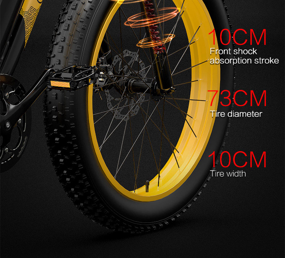 GOGOBEST GF600 Electric Bike 48V 13Ah Battery 1000W Motor 26x4.0 Inch Fat Tire Max Speed 40Km/h 110KM Power-assisted Mileage Range LCD Display IP54 Waterproof Aluminum Alloy Frame Shimano 7-speed Shift - Black Yellow -rockbros-shop 00f5d21d686542f3988f522f7c555a4a 519223 18