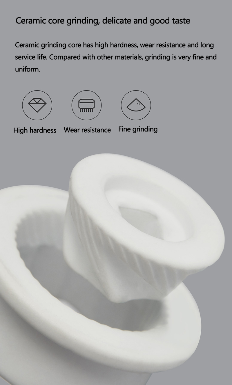 Xiaomi Youpin Huohou Electric Automatic Mill Pepper and Salt Grinder Charger Version & Ceramic Grinding Core - White