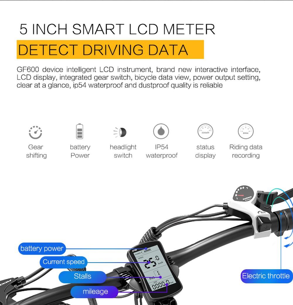 GOGOBEST GF600 Electric Bike 48V 13Ah Battery 1000W Motor 26x4.0 Inch Fat Tire Max Speed 40Km/h 110KM Power-assisted Mileage Range LCD Display IP54 Waterproof Aluminum Alloy Frame Shimano 7-speed Shift - Black Grey 28 GOGOBEST GF600 Electric Bike 48V 13Ah Battery 1000W Motor 26x4.0 Inch Fat Tire Max Speed 40Km/h 110KM Power-assisted Mileage Range LCD Display IP54 Waterproof Aluminum Alloy Frame Shimano 7-speed Shift - Black Grey -rockbros-shop 1da1e71ae6d3436682795b2efd90317f 519225 14