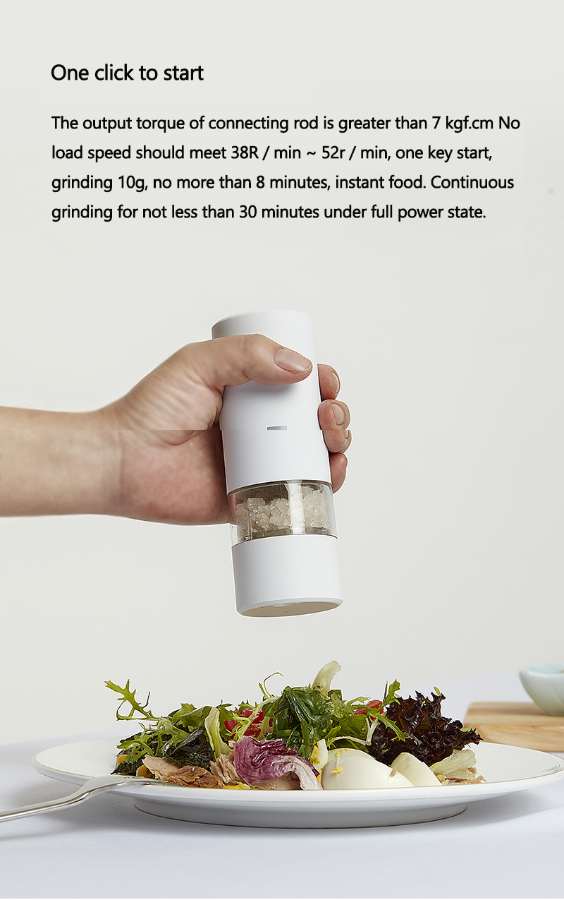 Xiaomi Youpin Huohou Electric Automatic Mill Pepper and Salt Grinder Charger Version & Ceramic Grinding Core - White