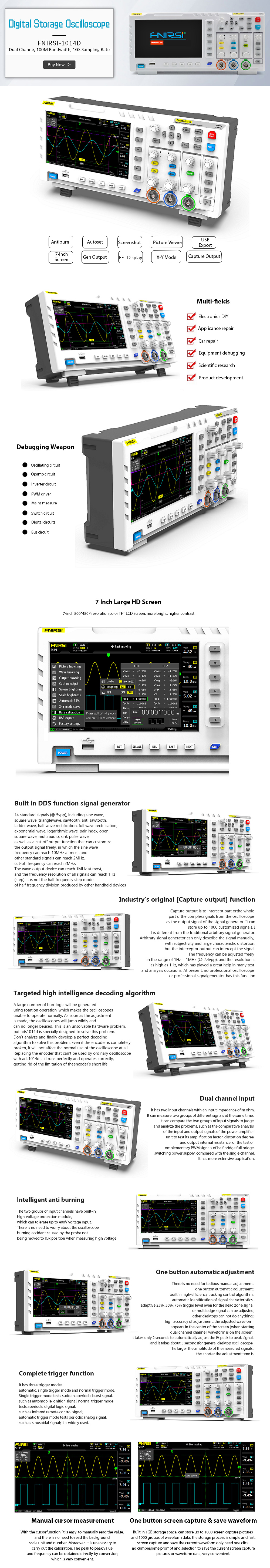 Promotion Fnirsi D Oscilloscope Num Rique En Canaux Bande Passante Mhz Taux D