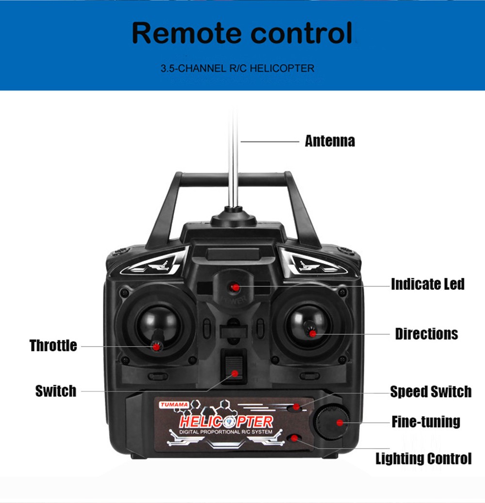 3.5CH 75cm Super Large Remote Control Drone Durable RC Helicopter 2 x 2300mAh Batteries Type B - Red