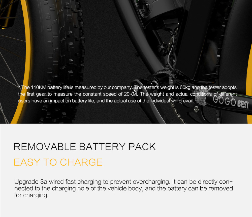 GOGOBEST GF600 Electric Bike 48V 13Ah Battery 1000W Motor 26x4.0 Inch Fat Tire Max Speed 40Km/h 110KM Power-assisted Mileage Range LCD Display IP54 Waterproof Aluminum Alloy Frame Shimano 7-speed Shift - Black Yellow -rockbros-shop 344d0ced7f3b4a06a5ccf2f7edd7728a 519223 5