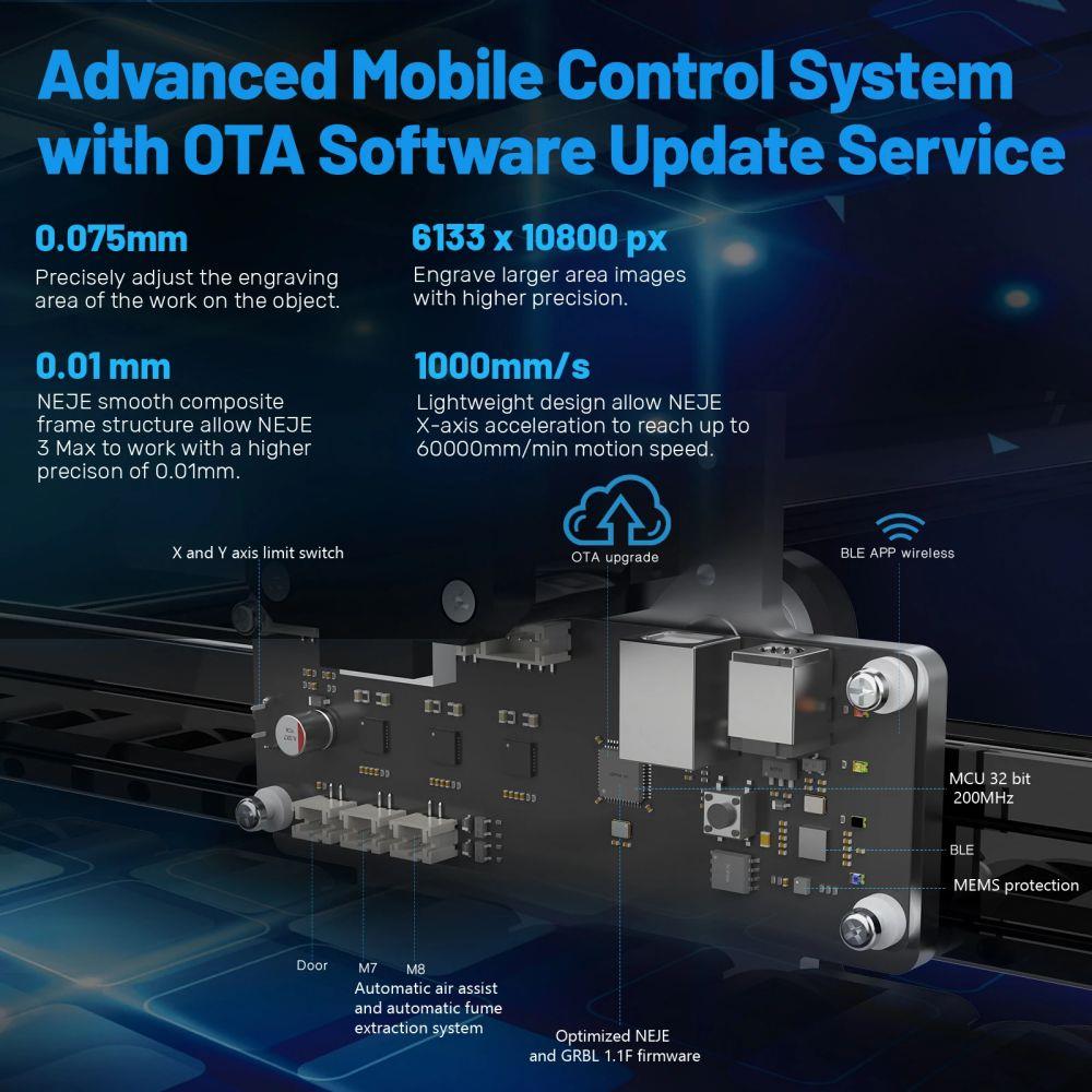 NEJE 3 MAX 12W Laser Engraver Cutter, A40640 Laser Module, 0.04*0.06mm Compressed Spot, Built-in Air Assist, NEJE WIN Software, Android IOS App Control, Metal Nozzle Module Radiator, Engraving Size 460*810mm, Expandable To 810*1030mm -BioloMix Shop 4f592bd4 790b 41c9 beeb 4c23eb0d962f