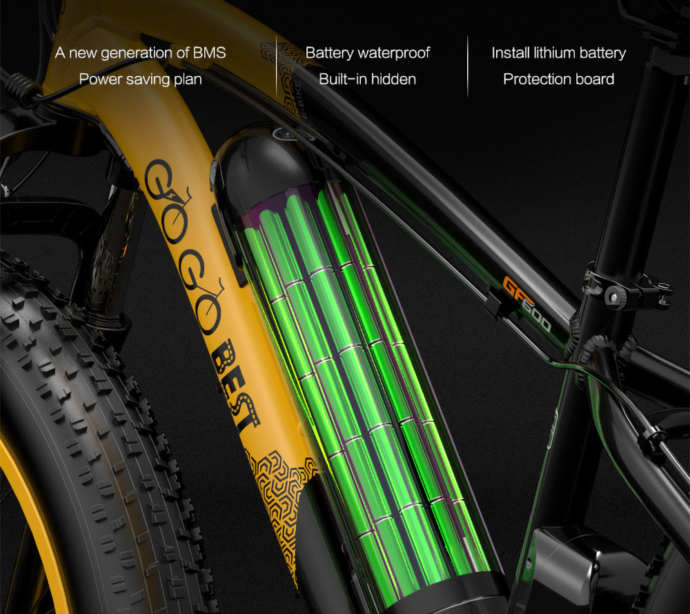 GOGOBEST GF600 Electric Bike 48V 13Ah Battery 1000W Motor 26x4.0 Inch Fat Tire Max Speed 40Km/h 110KM Power-assisted Mileage Range LCD Display IP54 Waterproof Aluminum Alloy Frame Shimano 7-speed Shift - Black Yellow -rockbros-shop 5a04961cf13d4fdaa6eda07eb63b20db 519223 4