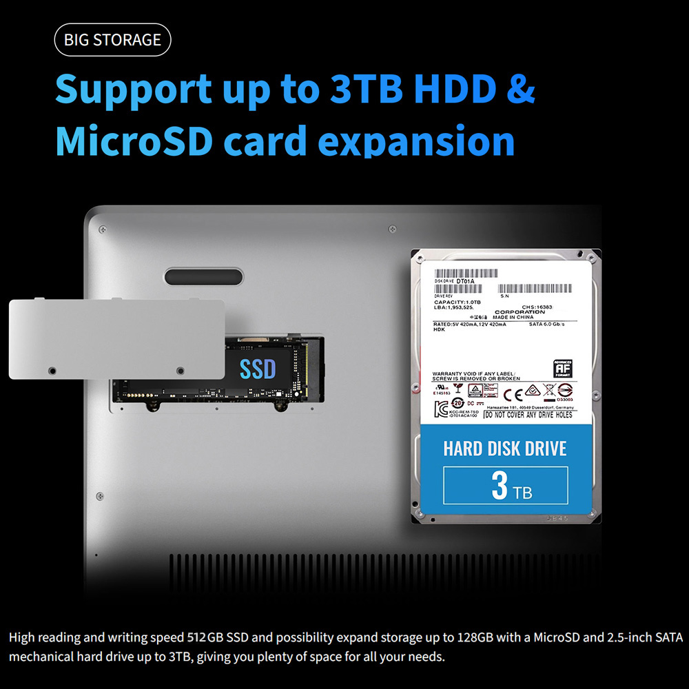 ALLDOCUBE GTBook 15 Laptop, 15.6 inch FHD IPS 1920x1080, Intel Celeron N5100 Quad Core 2.8GHz, 12GB DDR4 512GB SSD, 2.0MP Camera BT5.0 2.4/5GHz Dual WiFi, MicroSD 3.5mm Audio USB3.0 Mini HDMI Type-C, 10000mAh, Windows 11 OS Multi-Language - EU Plug