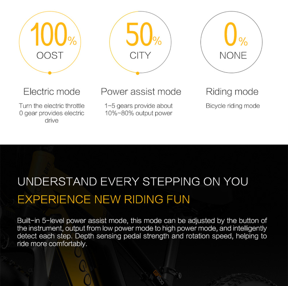 GOGOBEST GF600 Electric Bike 48V 13Ah Battery 1000W Motor 26x4.0 Inch Fat Tire Max Speed 40Km/h 110KM Power-assisted Mileage Range LCD Display IP54 Waterproof Aluminum Alloy Frame Shimano 7-speed Shift - Black Yellow -rockbros-shop 8d9e1e28c21244f69768fd125625d1d8 519223 11