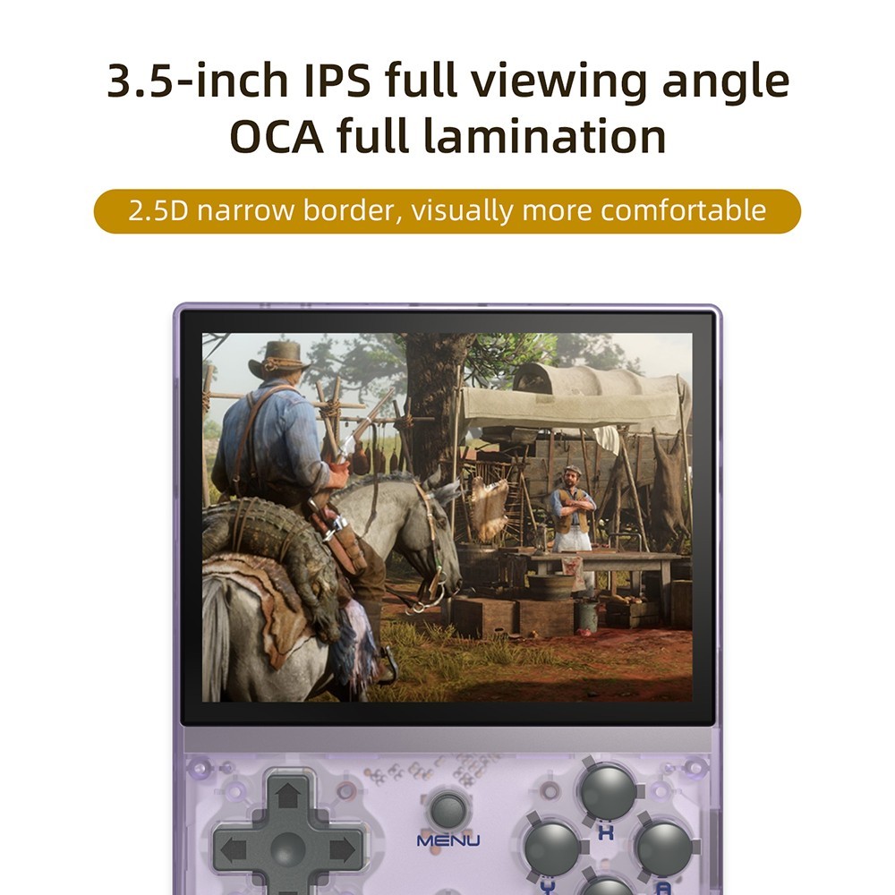 ANBERNIC RG35XX Handheld Game Console 64GB Card Purple Transparent
