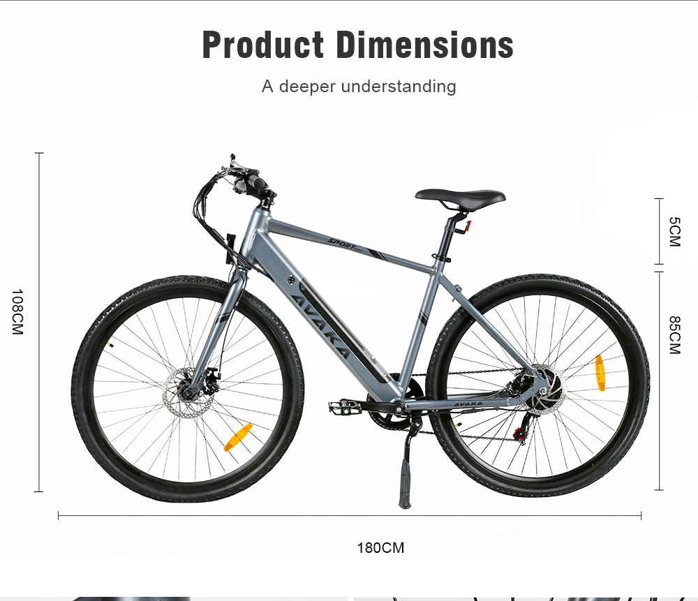 AVAKA R3 Electric Bike 700C*40C Inches Wheel 36V 350W Motor 12.5Ah Battery 32km/h Max Speed 70km Range Shimano 7-Speed Gear 120kg Load - Green -rockbros-shop AVAKA R3 Electric Bike 36V 350W Motor Green 519216 8