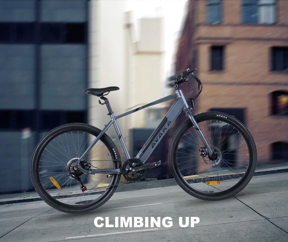 AVAKA R3 Electric Bike 700C*40C Inches Wheel 36V 350W Motor 12.5Ah Battery 32km/h Max Speed 70km Range Shimano 7-Speed Gear 120kg Load - Grey -rockbros-shop AVAKA R3 Electric Bike 36V 350W Motor Grey 519215 1