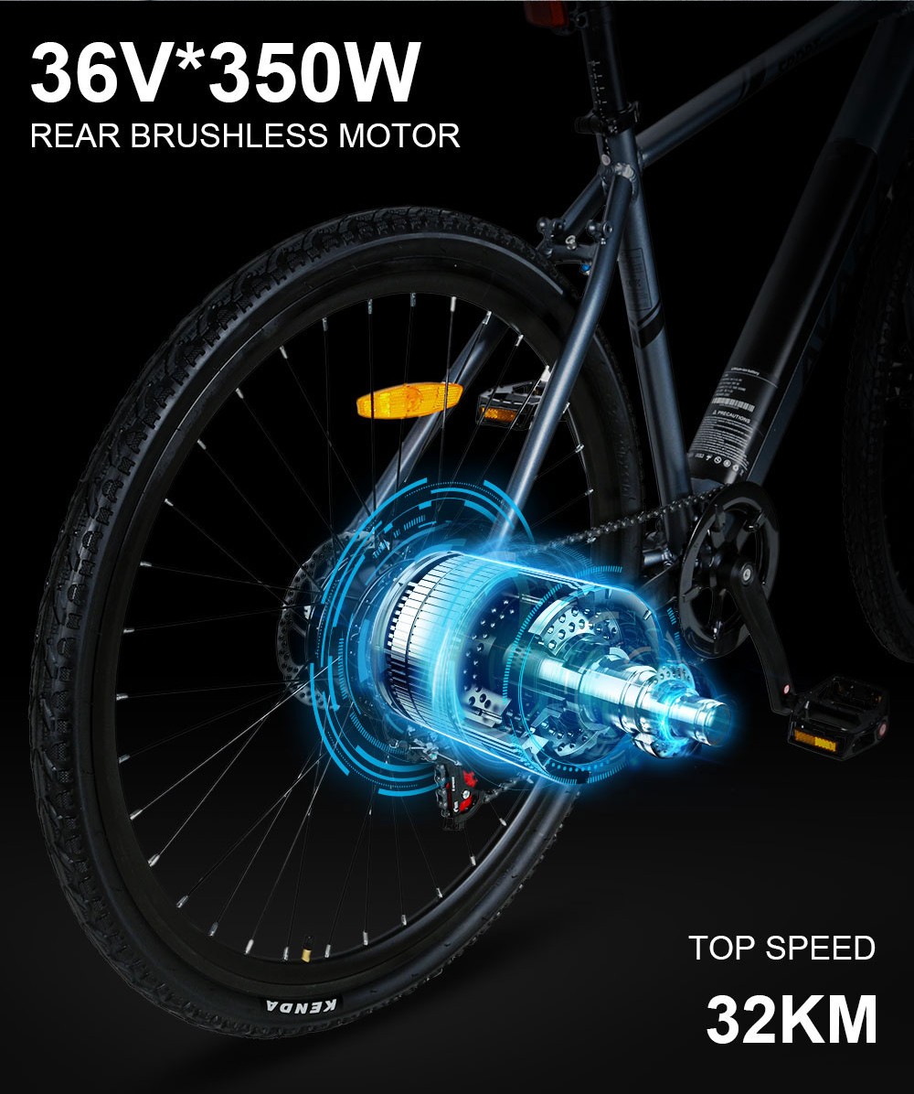 AVAKA R3 Electric Bike 700C*40C Inches Wheel 36V 350W Motor 12.5Ah Battery 32km/h Max Speed 70km Range Shimano 7-Speed Gear 120kg Load - Grey -rockbros-shop AVAKA R3 Electric Bike 36V 350W Motor Grey 519215 2